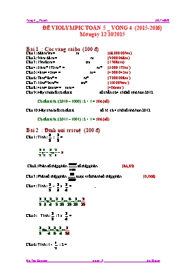 Đề thi Violympic môn Toán lớp 5 vòng 4 - Năm học 2016-2017